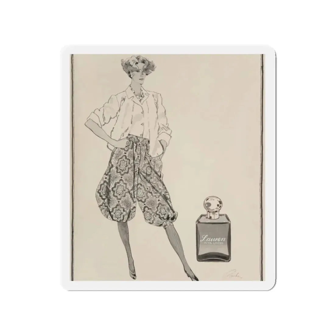 Ralph Lauren Perfume illustration (Magazine Illustration) Refrigerator Magnet - The Sticker Space