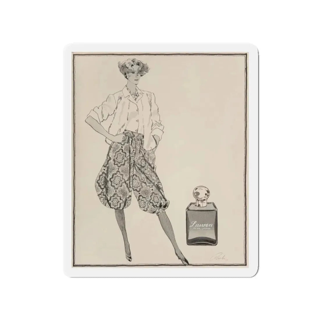 Ralph Lauren Perfume illustration (Magazine Illustration) Refrigerator Magnet - The Sticker Space