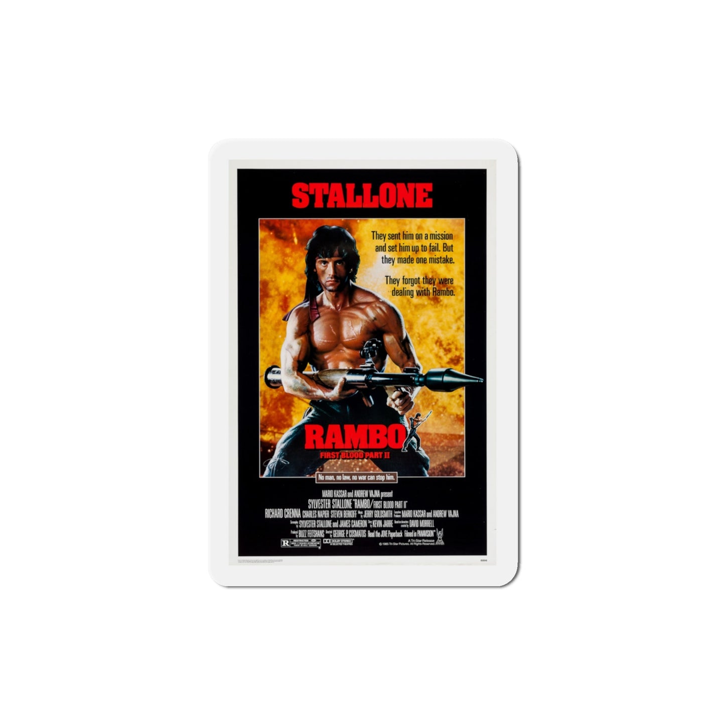 Rambo First Blood Part II 1985 Movie Poster Die-Cut Magnet-3" x 3"-The Sticker Space