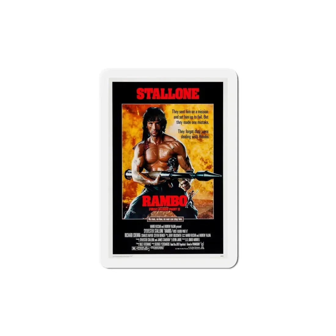 Rambo First Blood Part II 1985 Movie Poster Refrigerator Magnet 5 Inch - The Sticker Space