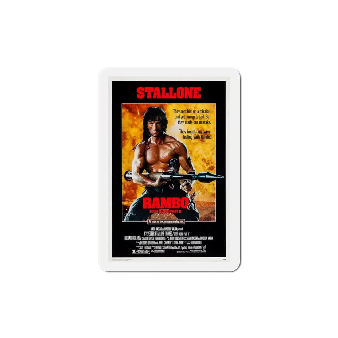 Rambo First Blood Part II 1985 Movie Poster Refrigerator Magnet - The Sticker Space