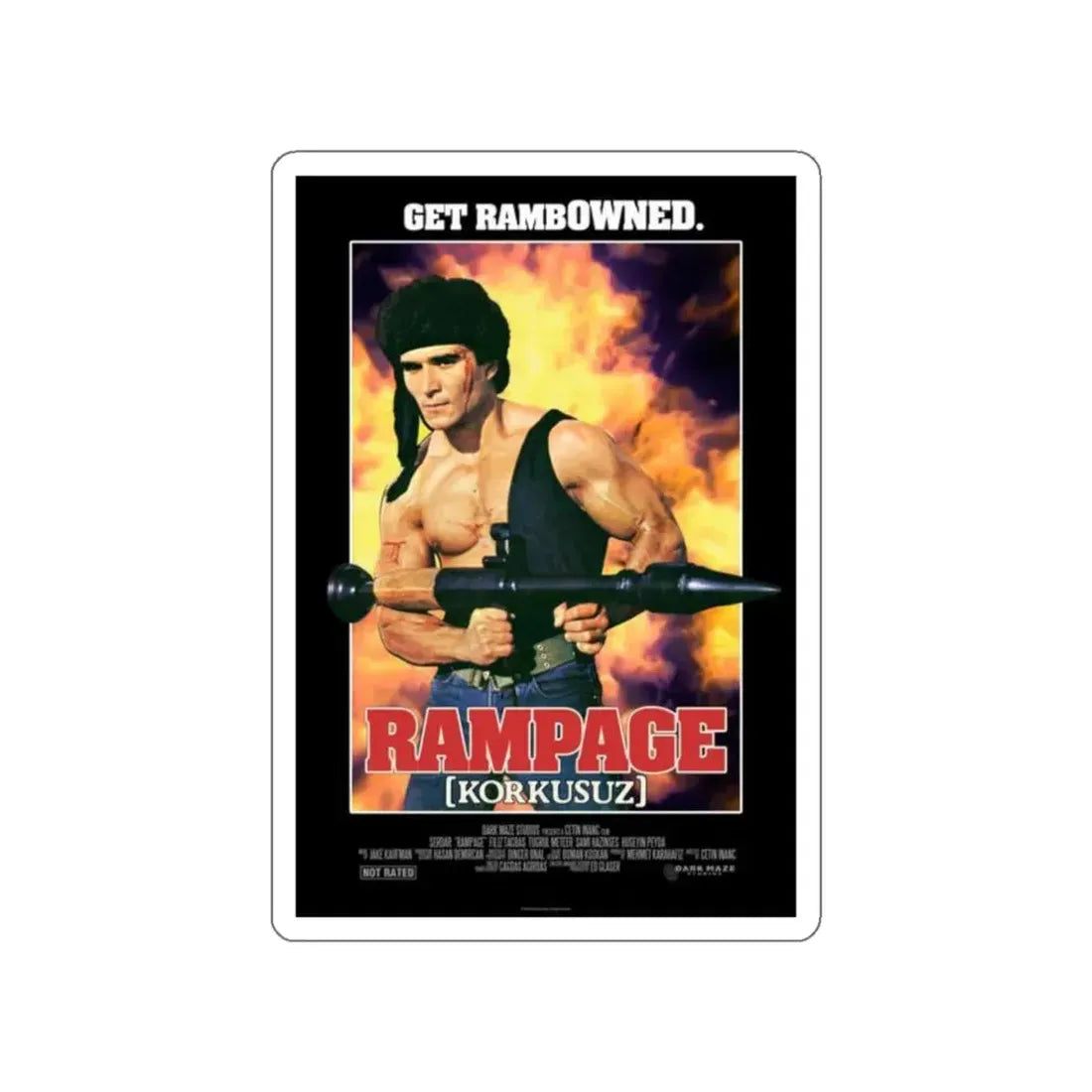 RAMPAGE (TURKISH RAMBO) 1986 Movie Poster STICKER Vinyl Die-Cut Decal 3 Inch - The Sticker Space