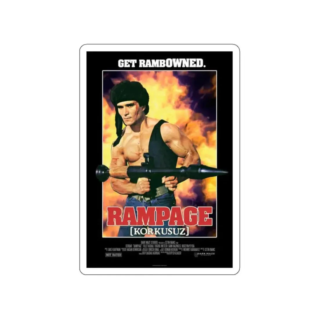 RAMPAGE (TURKISH RAMBO) 1986 Movie Poster STICKER Vinyl Die-Cut Decal 6 Inch - The Sticker Space