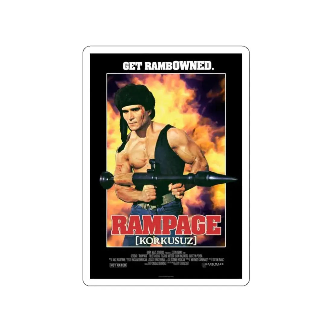 RAMPAGE (TURKISH RAMBO) 1986 Movie Poster STICKER Vinyl Die-Cut Decal - The Sticker Space