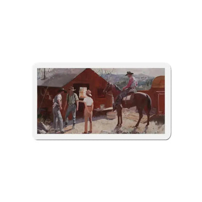 Ranch Hands Get the Word, 1941 (Magazine Illustration) Refrigerator Magnet 4 Inch Die-Cut - The Sticker Space