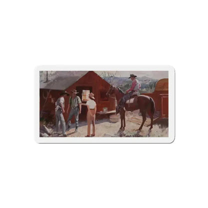 Ranch Hands Get the Word, 1941 (Magazine Illustration) Refrigerator Magnet 5 Inch Die-Cut - The Sticker Space