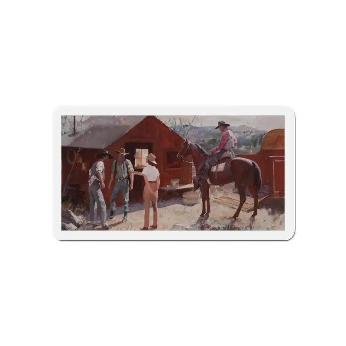 Ranch Hands Get the Word, 1941 (Magazine Illustration) Refrigerator Magnet - The Sticker Space