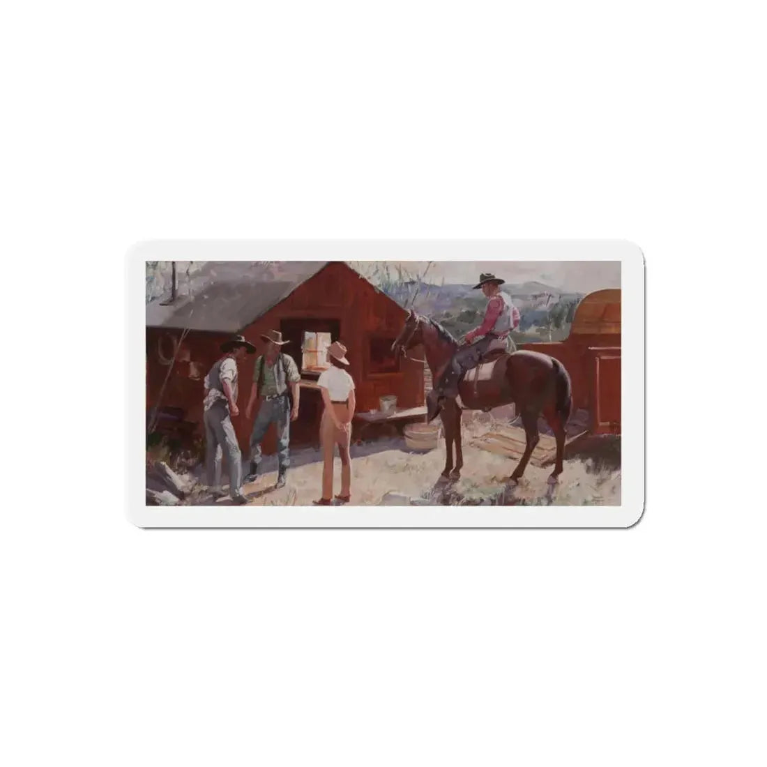 Ranch Hands Get the Word, 1941 (Magazine Illustration) Refrigerator Magnet - The Sticker Space
