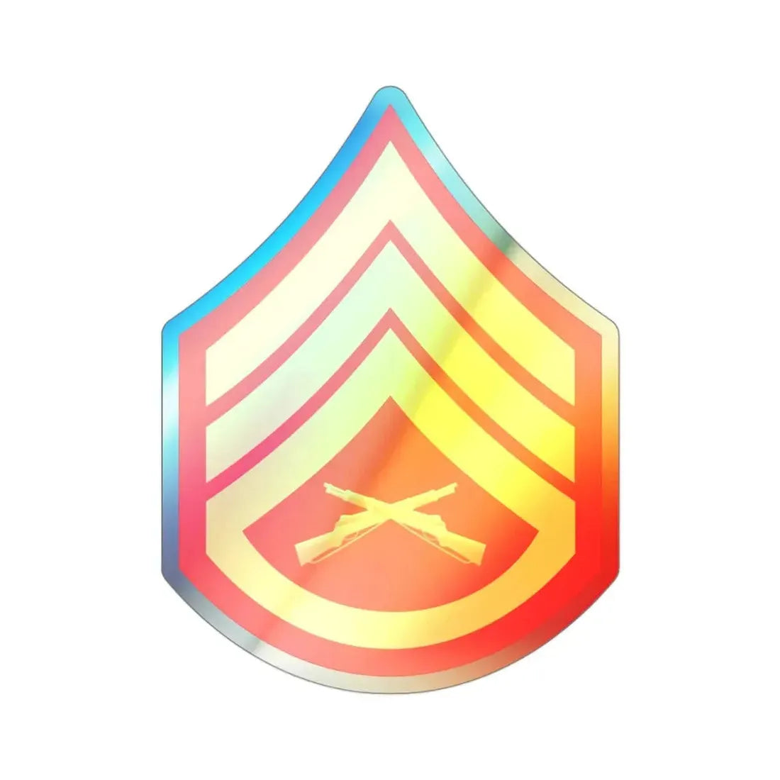 Rank E6 (USMC) Holographic STICKER Die-Cut Vinyl Decal 3 Inch Holographic - The Sticker Space