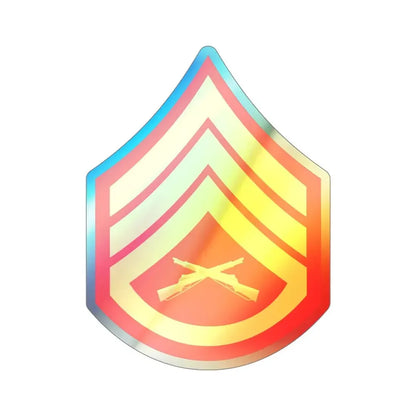 Rank E6 (USMC) Holographic STICKER Die-Cut Vinyl Decal 4 Inch Holographic - The Sticker Space