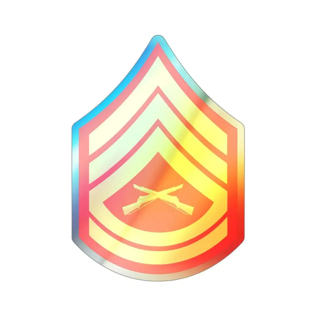 Rank E7 (USMC) Holographic STICKER Die-Cut Vinyl Decal 3 Inch Holographic - The Sticker Space