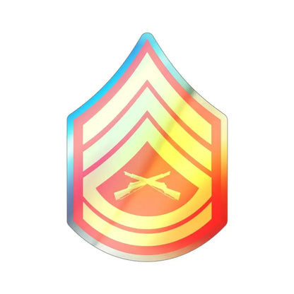 Rank E7 (USMC) Holographic STICKER Die-Cut Vinyl Decal 4 Inch Holographic - The Sticker Space