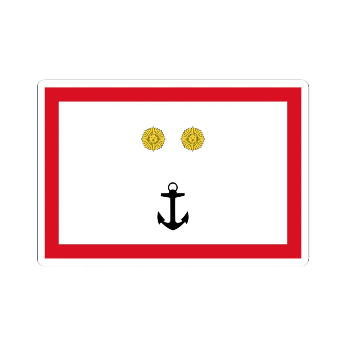 Rank flag for Contraalmirante of the Peruvian Navy (Peru) STICKER Vinyl Kiss-Cut Decal 4 Inch White - The Sticker Space