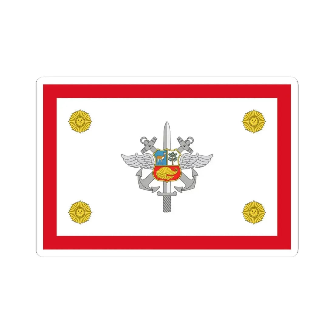 Rank flag for the Chief of the Joint Command Peru (Peru) STICKER Vinyl Kiss-Cut Decal 3 Inch White - The Sticker Space