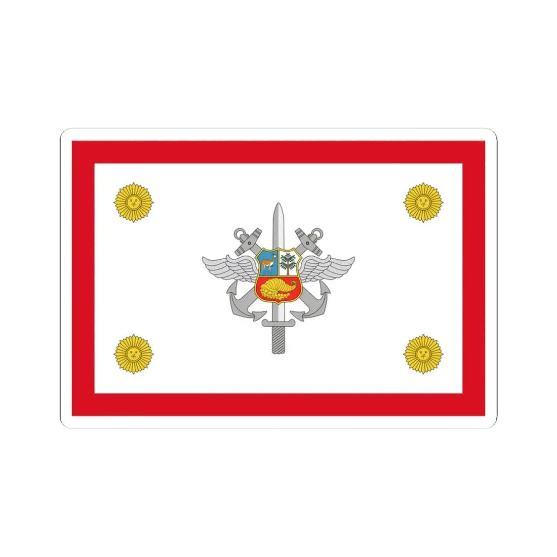 Rank flag for the Chief of the Joint Command Peru (Peru) STICKER Vinyl Kiss-Cut Decal 4 Inch White - The Sticker Space