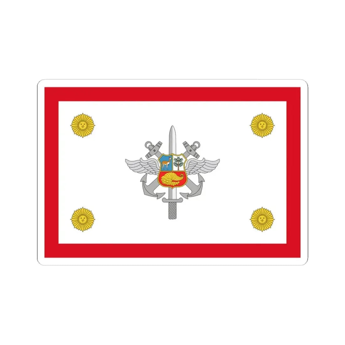 Rank flag for the Chief of the Joint Command Peru (Peru) STICKER Vinyl Kiss-Cut Decal 6 Inch White - The Sticker Space