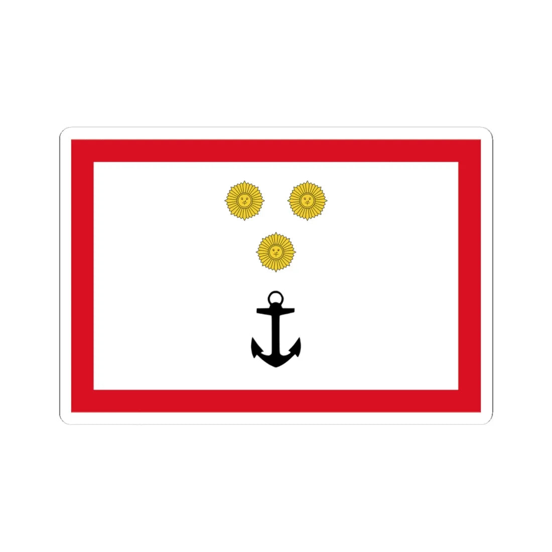 Rank flag for Vicealmirante of the Peruvian Navy (Peru) STICKER Vinyl Kiss-Cut Decal 4 Inch White - The Sticker Space