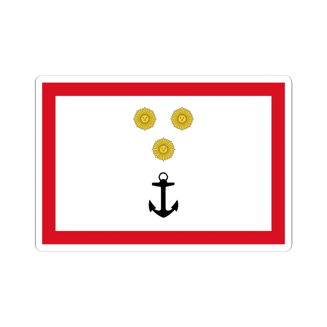 Rank flag for Vicealmirante of the Peruvian Navy (Peru) STICKER Vinyl Kiss-Cut Decal 6 Inch White - The Sticker Space