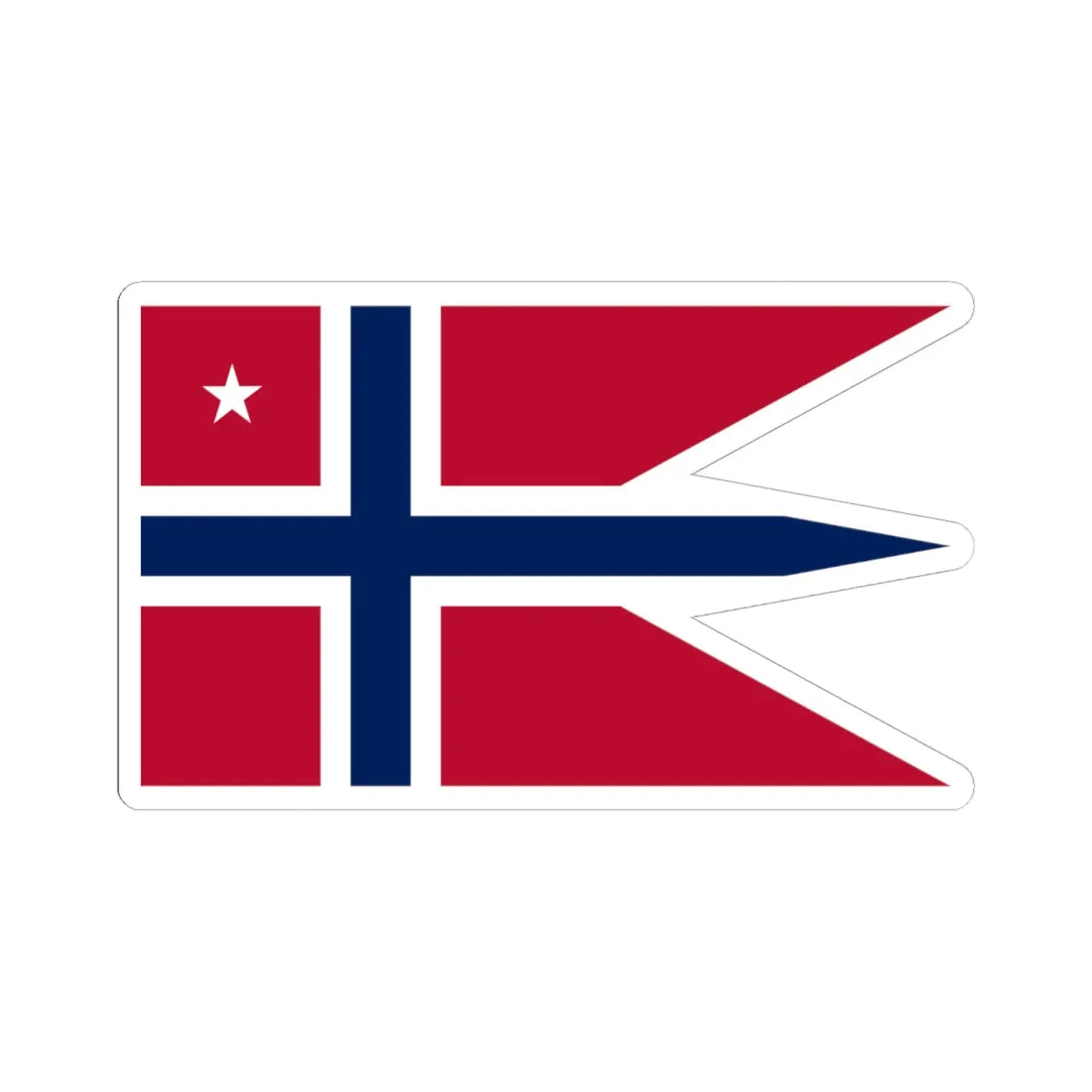 Rank Flag of a Commodor of the Royal Norwegian Navy (Norway) STICKER Vinyl Kiss-Cut Decal 6 Inch White - The Sticker Space