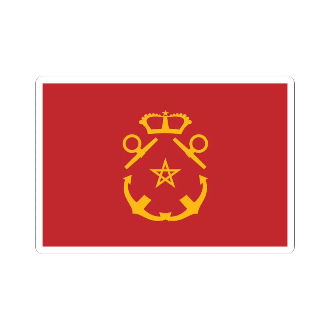 Rank flag of the Royal Moroccan Navy - Inspector of the Navy (Morocco) STICKER Vinyl Kiss-Cut Decal 3 Inch White - The Sticker Space