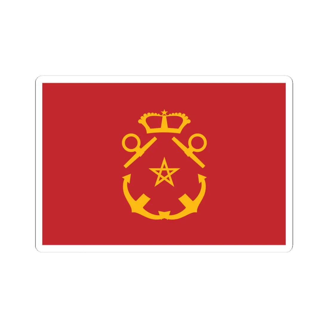 Rank flag of the Royal Moroccan Navy - Inspector of the Navy (Morocco) STICKER Vinyl Kiss-Cut Decal 4 Inch White - The Sticker Space