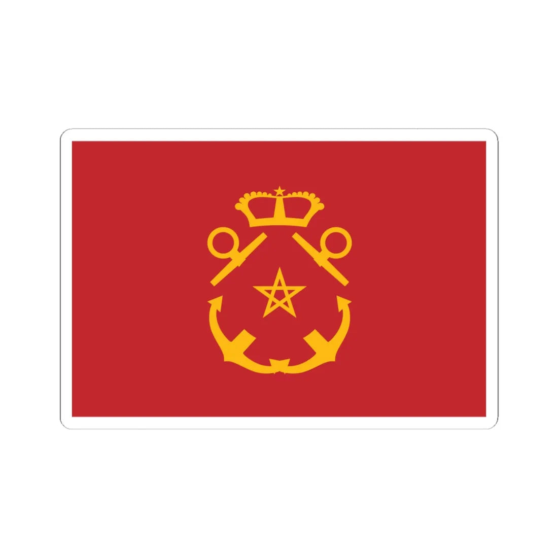 Rank flag of the Royal Moroccan Navy - Inspector of the Navy (Morocco) STICKER Vinyl Kiss-Cut Decal 6 Inch White - The Sticker Space
