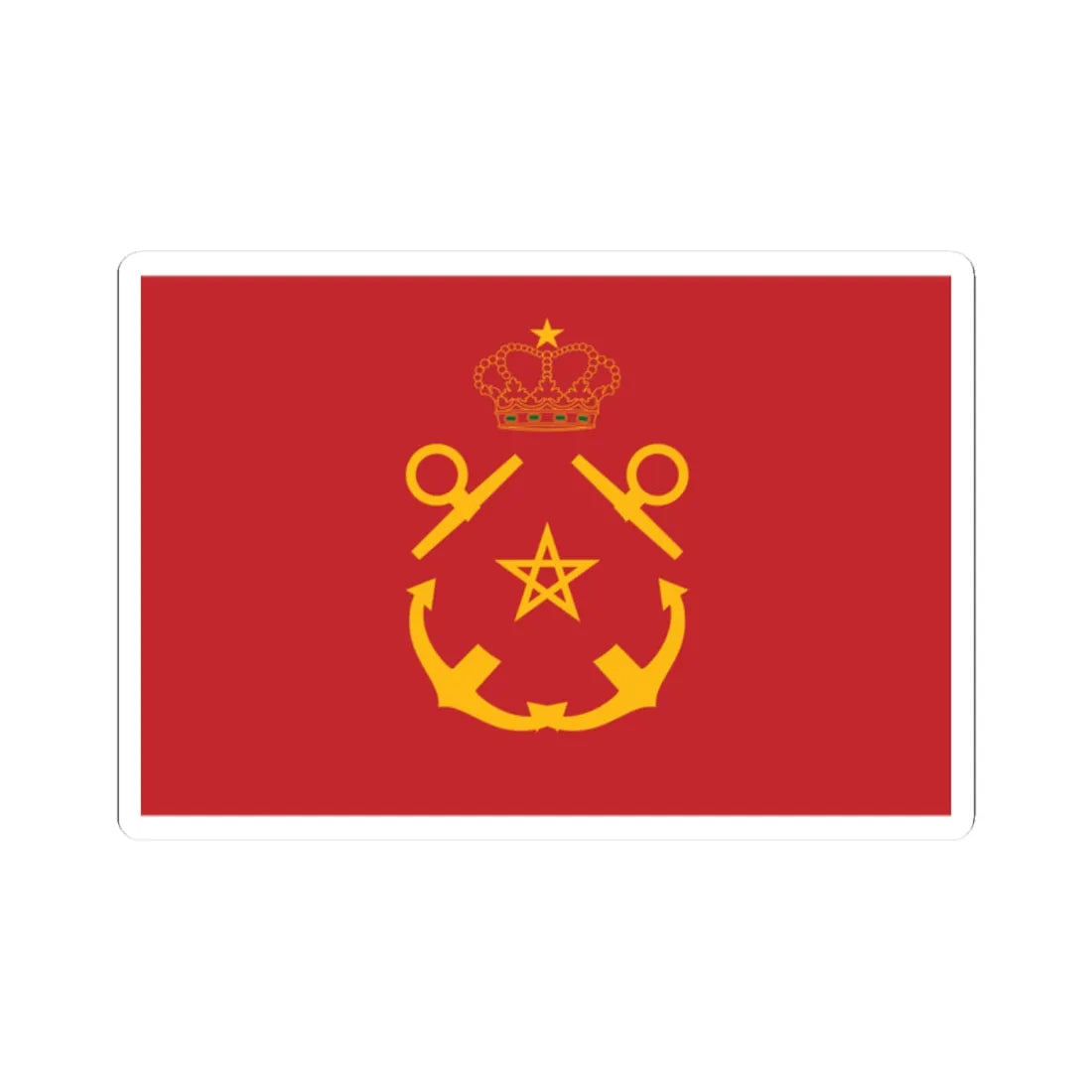 Rank flag of the Royal Moroccan Navy - Inspector of the Navy ornamented crown (Morocco) STICKER Vinyl Kiss-Cut Decal 2 Inch White - The Sticker Space