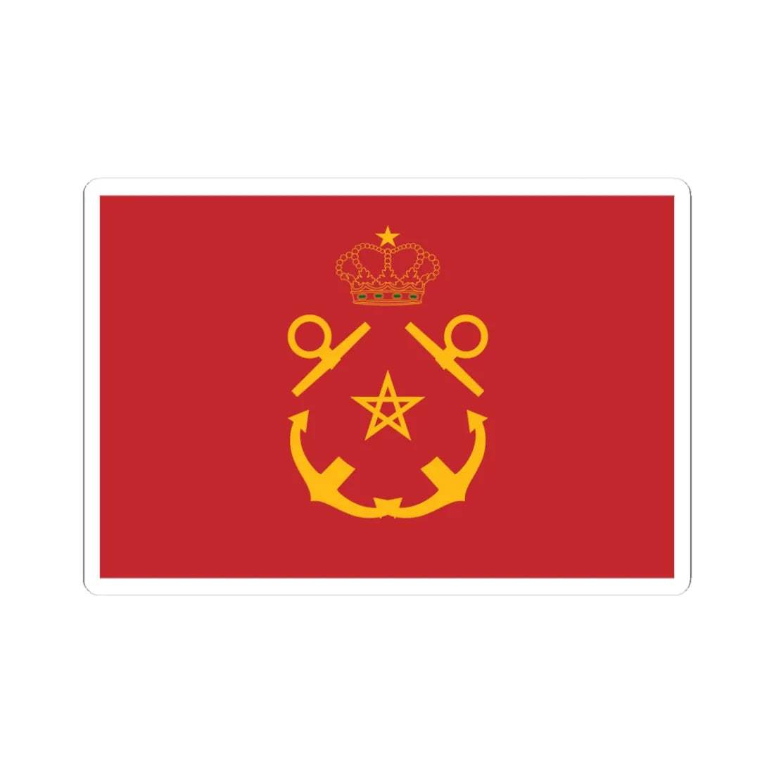 Rank flag of the Royal Moroccan Navy - Inspector of the Navy ornamented crown (Morocco) STICKER Vinyl Kiss-Cut Decal 3 Inch White - The Sticker Space