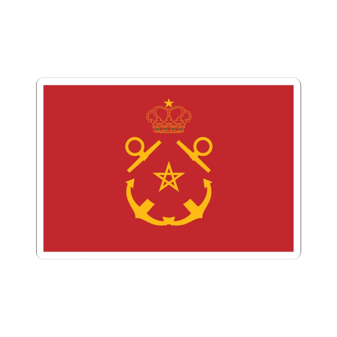 Rank flag of the Royal Moroccan Navy - Inspector of the Navy ornamented crown (Morocco) STICKER Vinyl Kiss-Cut Decal 4 Inch White - The Sticker Space