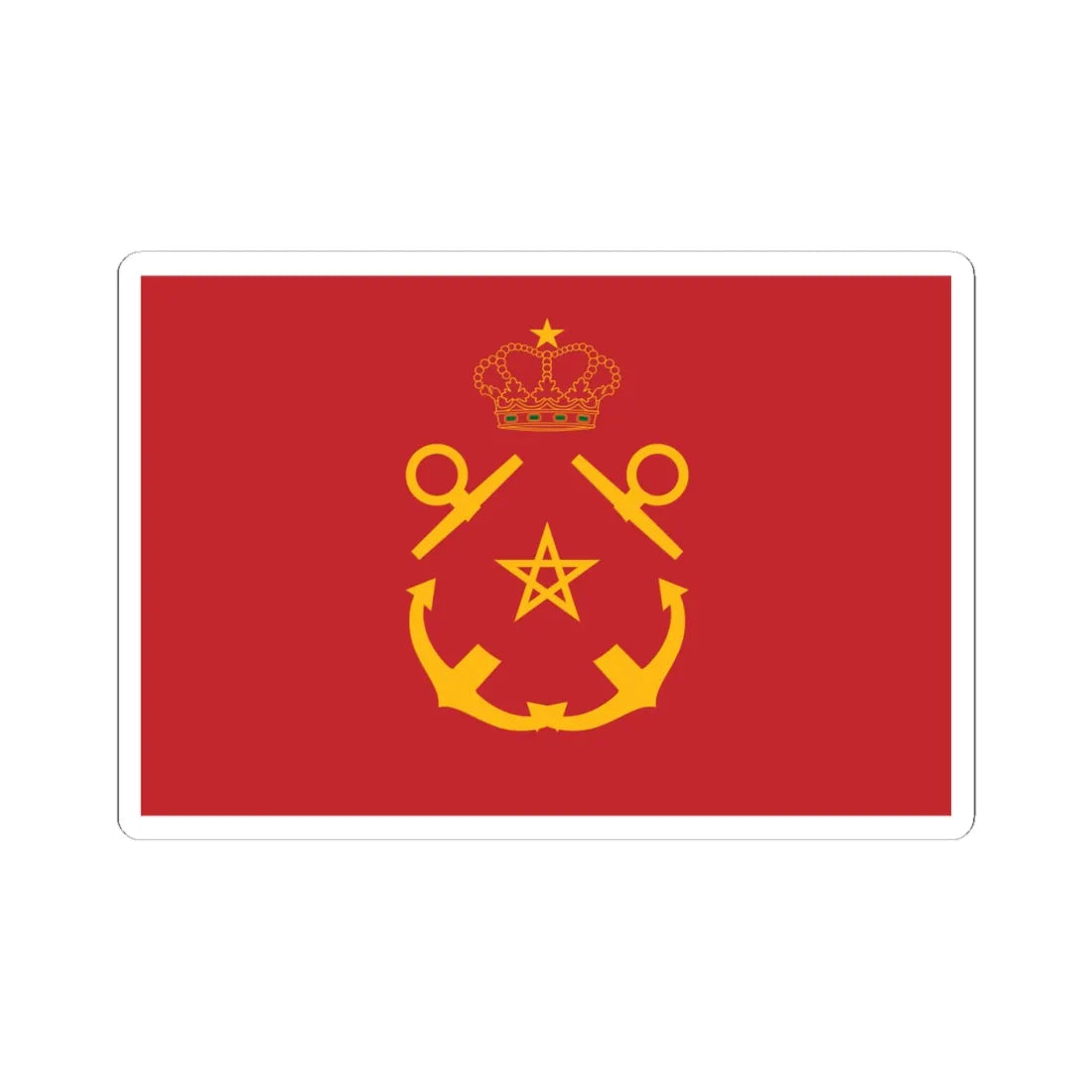 Rank flag of the Royal Moroccan Navy - Inspector of the Navy ornamented crown (Morocco) STICKER Vinyl Kiss-Cut Decal 6 Inch White - The Sticker Space