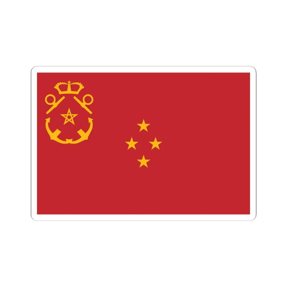 Rank flag of the Royal Moroccan Navy - Squadron vice-admiral (Morocco) STICKER Vinyl Kiss-Cut Decal 6 Inch White - The Sticker Space
