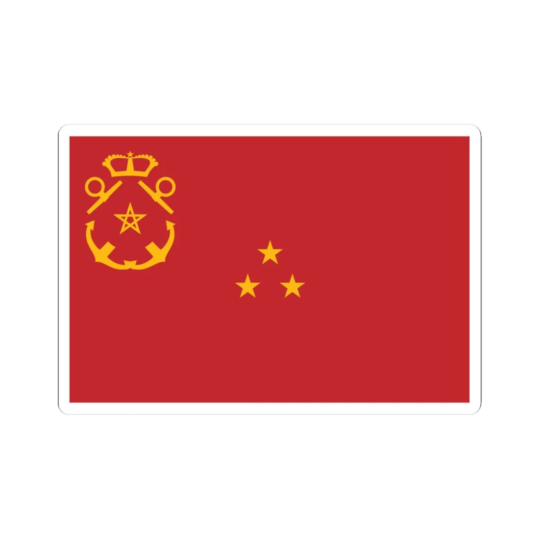 Rank flag of the Royal Moroccan Navy - Vice Admiral (Morocco) STICKER Vinyl Kiss-Cut Decal 3 Inch White - The Sticker Space