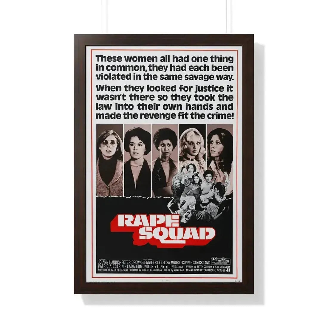 RAPE SQUAD 1974 - Framed Movie Poster 20" x 30" Walnut - The Sticker Space
