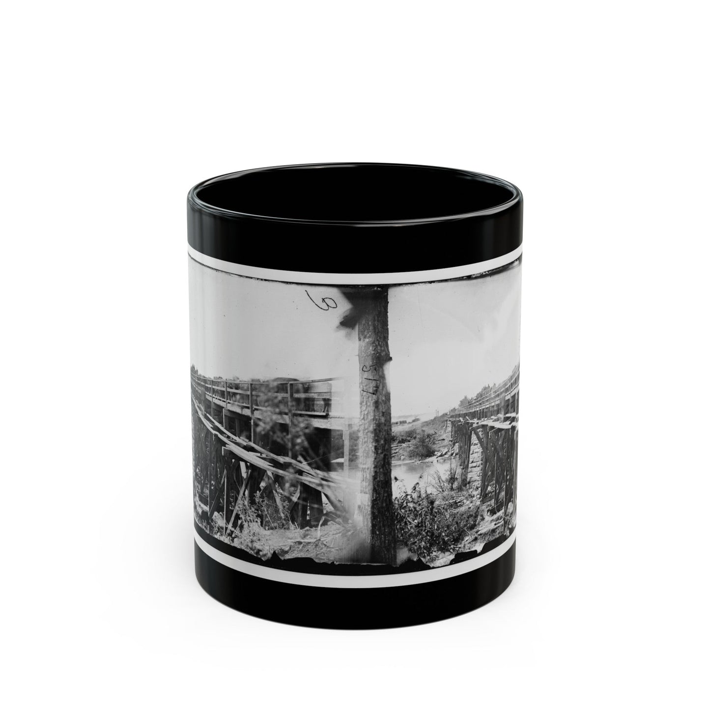 Rappahannock River, Va. Bridge, South View (U.S. Civil War) Black Coffee Mug-11oz-The Sticker Space