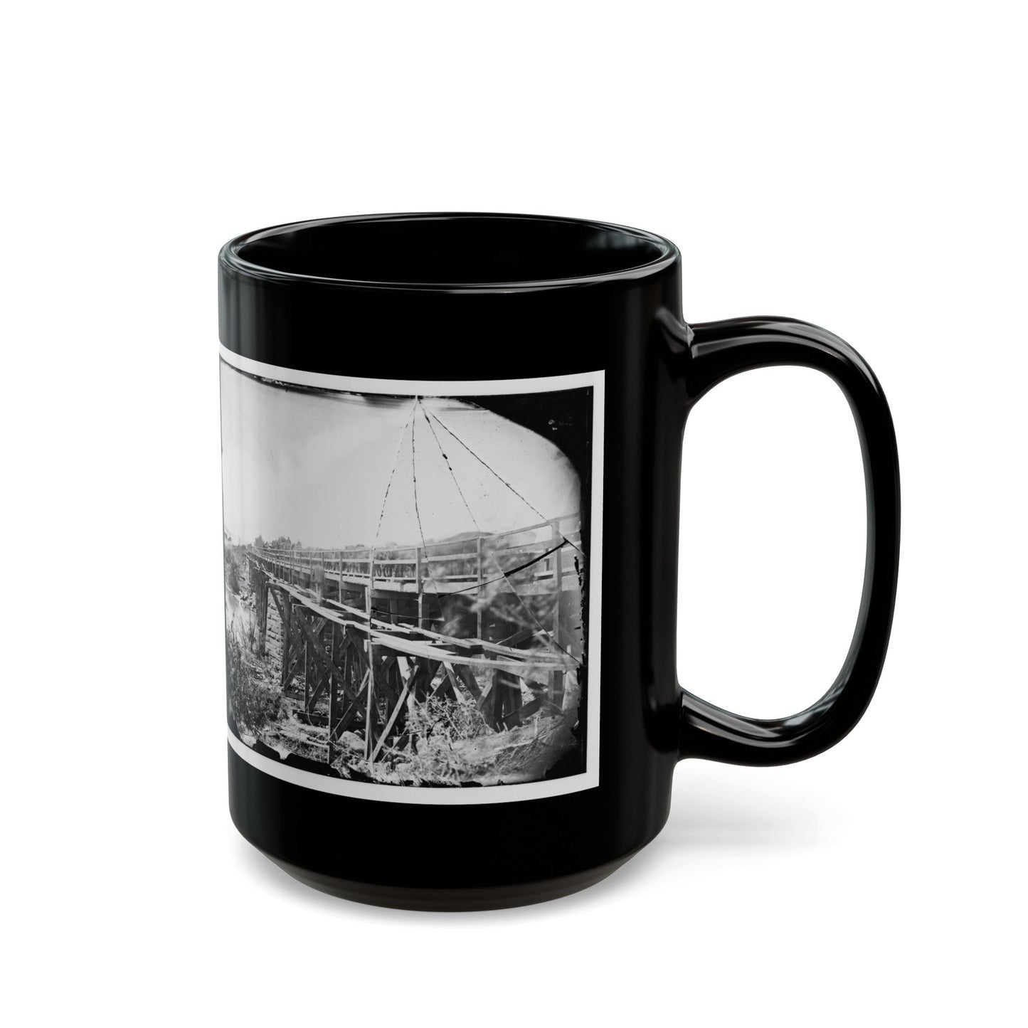 Rappahannock River, Va. Bridge, South View (U.S. Civil War) Black Coffee Mug-The Sticker Space