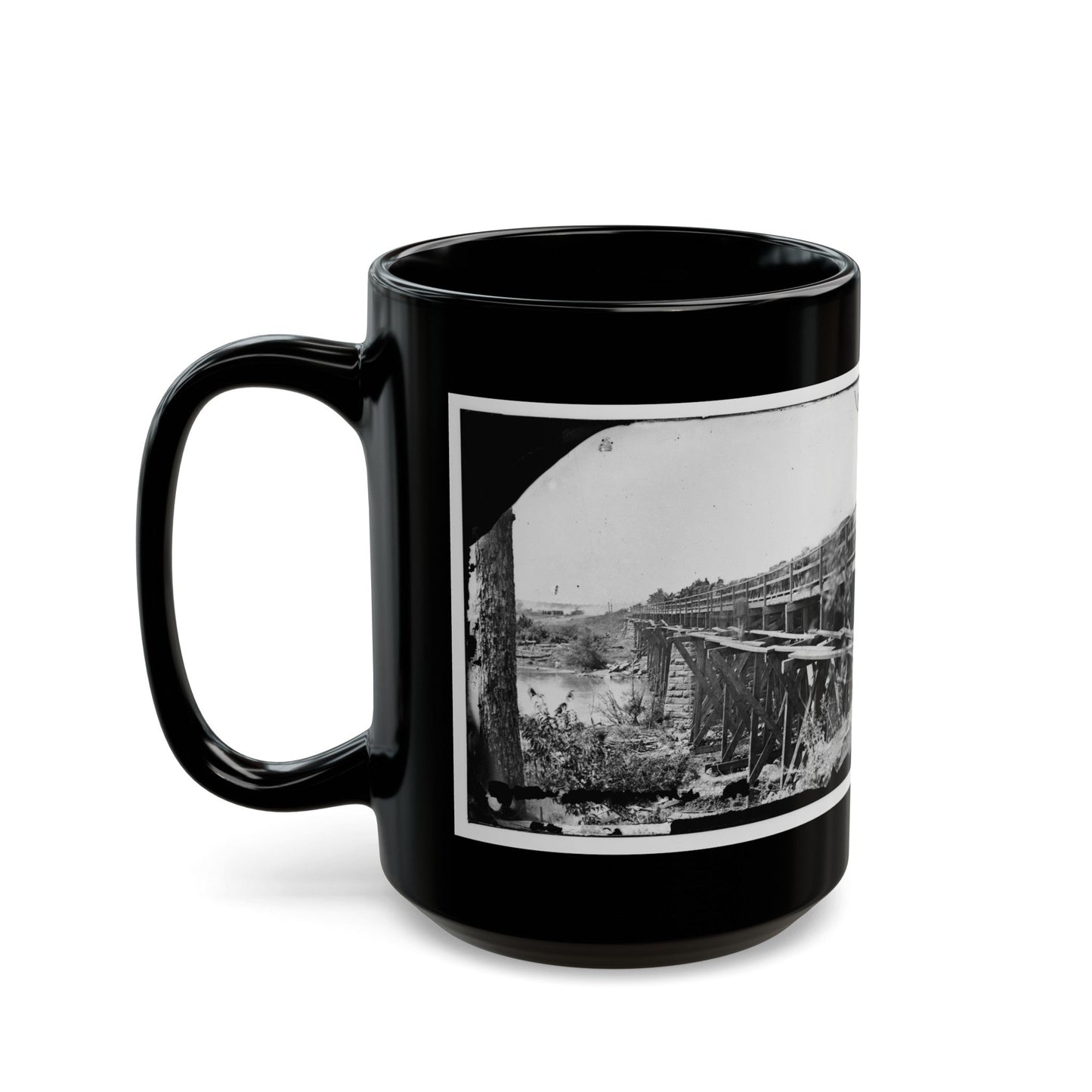 Rappahannock River, Va. Bridge, South View (U.S. Civil War) Black Coffee Mug-The Sticker Space