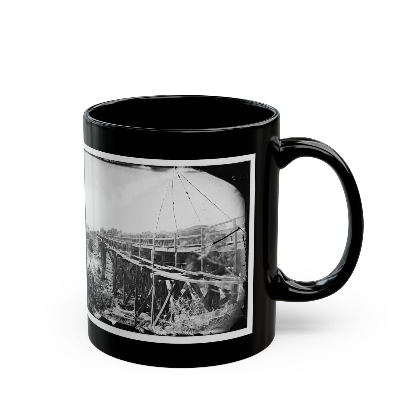 Rappahannock River, Va. Bridge, South View (U.S. Civil War) Black Coffee Mug-The Sticker Space