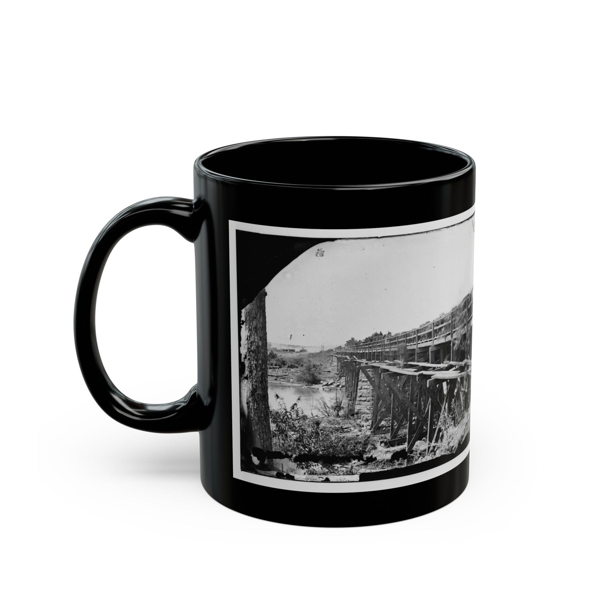 Rappahannock River, Va. Bridge, South View (U.S. Civil War) Black Coffee Mug-The Sticker Space