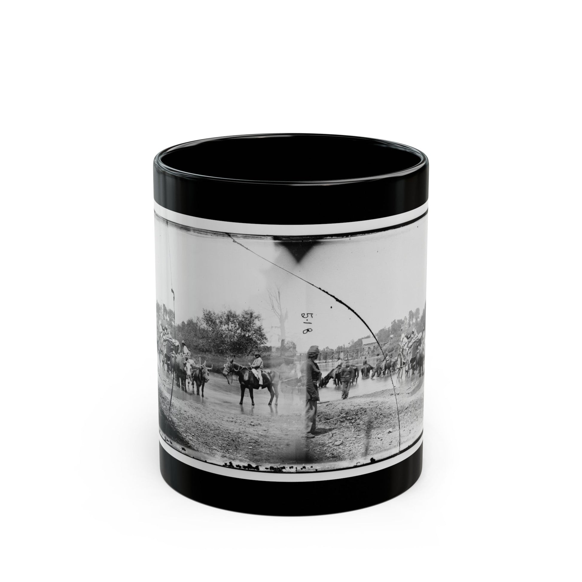 Rappahannock River, Va. Fugitive African Americans Fording The Rappahannock (U.S. Civil War) Black Coffee Mug-11oz-The Sticker Space