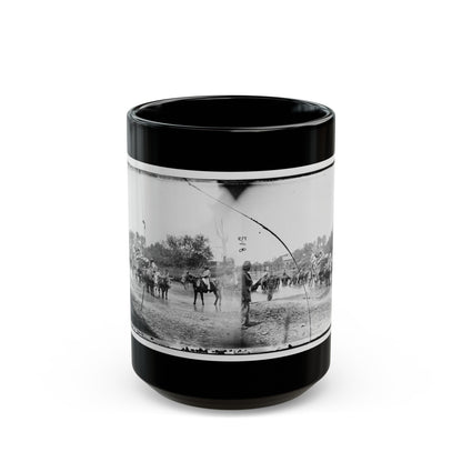 Rappahannock River, Va. Fugitive African Americans Fording The Rappahannock (U.S. Civil War) Black Coffee Mug-15oz-The Sticker Space