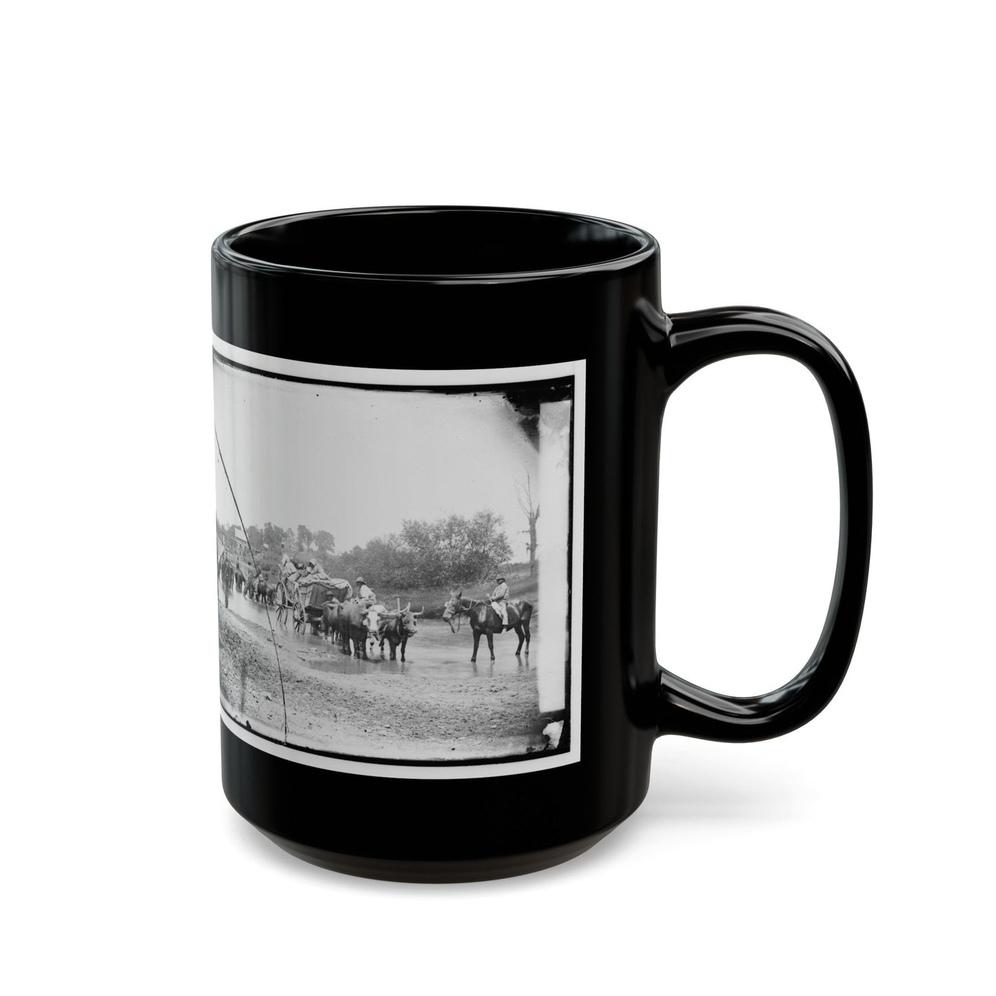 Rappahannock River, Va. Fugitive African Americans Fording The Rappahannock (U.S. Civil War) Black Coffee Mug-The Sticker Space