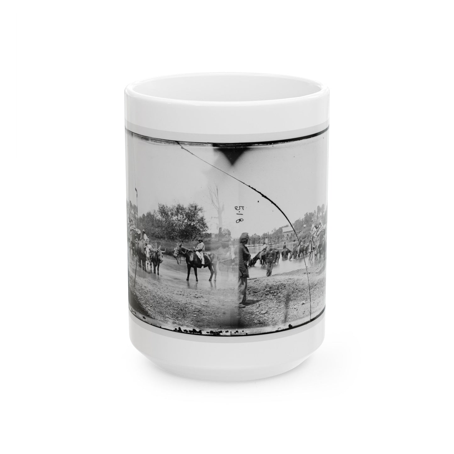 Rappahannock River, Va. Fugitive African Americans Fording The Rappahannock (U.S. Civil War) White Coffee Mug-15oz-The Sticker Space