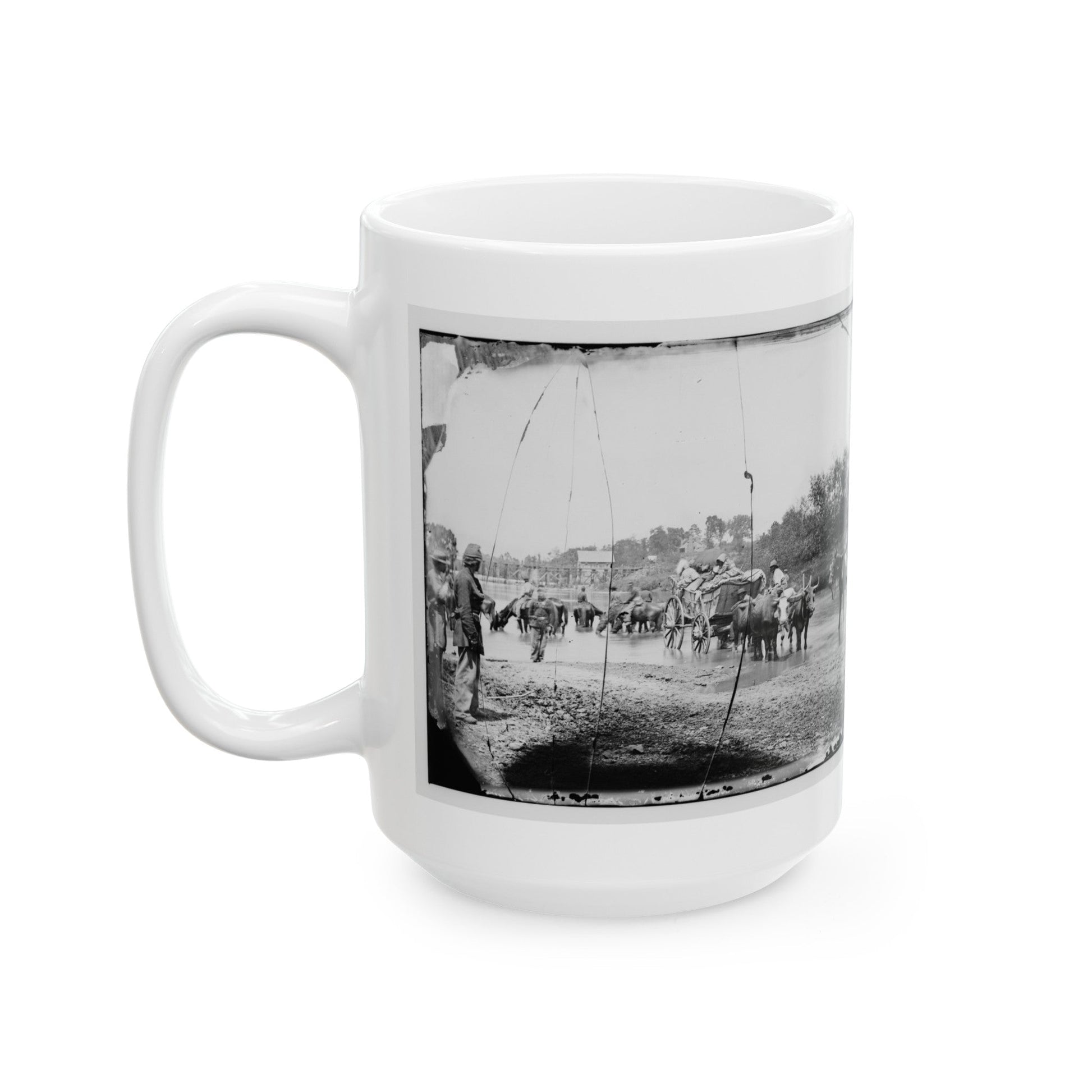 Rappahannock River, Va. Fugitive African Americans Fording The Rappahannock (U.S. Civil War) White Coffee Mug-The Sticker Space