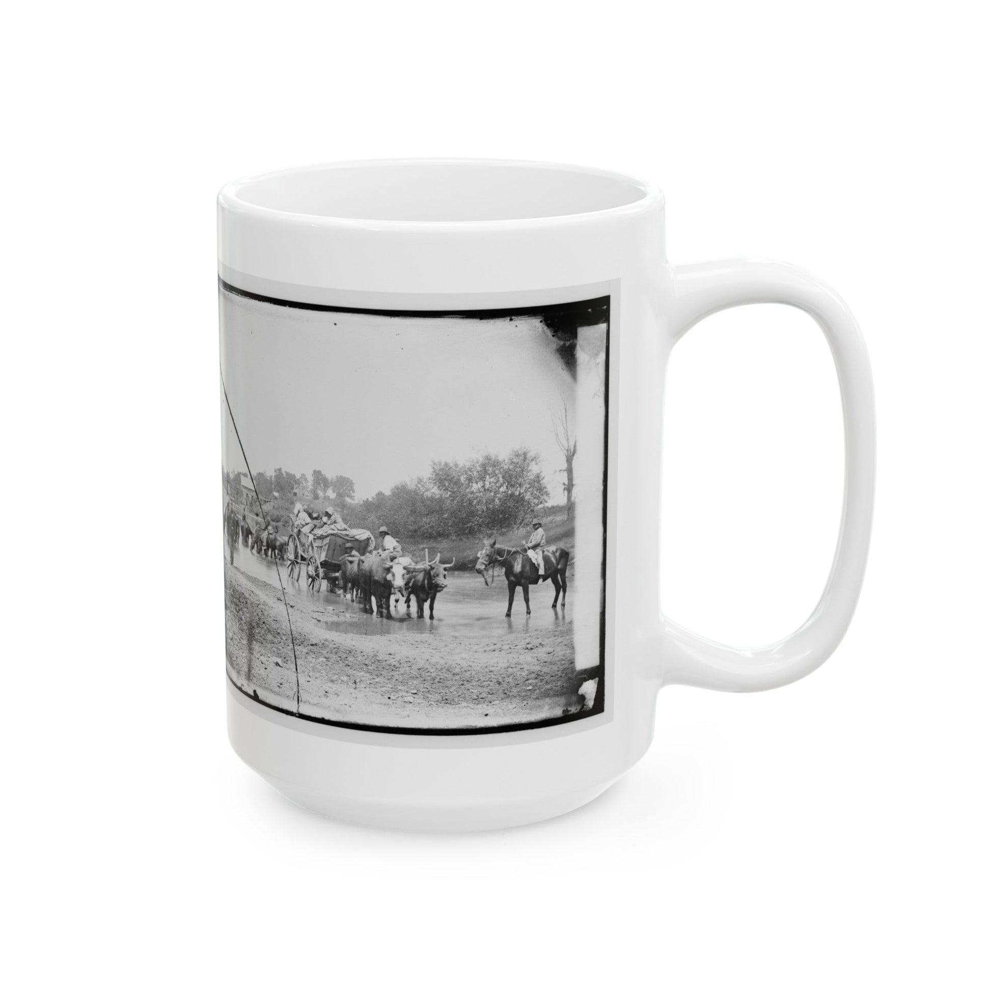 Rappahannock River, Va. Fugitive African Americans Fording The Rappahannock (U.S. Civil War) White Coffee Mug-The Sticker Space