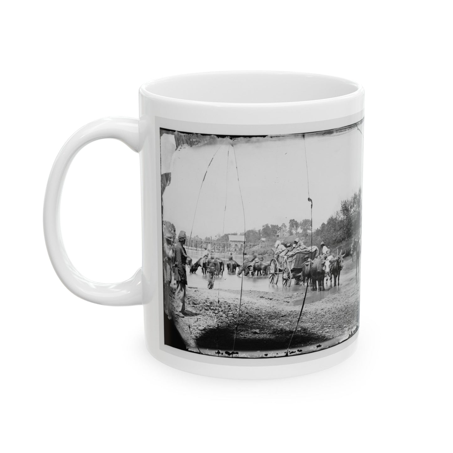 Rappahannock River, Va. Fugitive African Americans Fording The Rappahannock (U.S. Civil War) White Coffee Mug-The Sticker Space