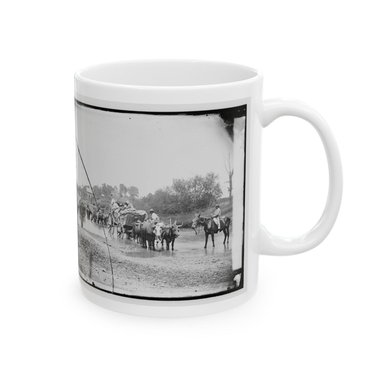 Rappahannock River, Va. Fugitive African Americans Fording The Rappahannock (U.S. Civil War) White Coffee Mug-The Sticker Space