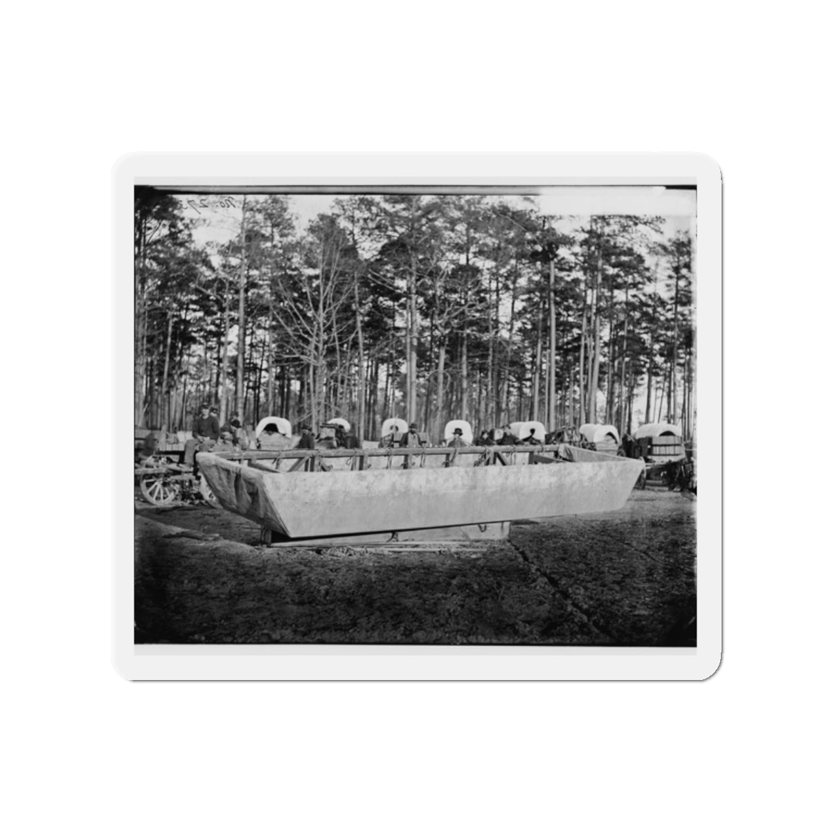 Rappahannock Station, Va. Canvas Pontoon Boat, 50th New York Engineers (U.S. Civil War) Refrigerator Magnet-2" x 2"-The Sticker Space