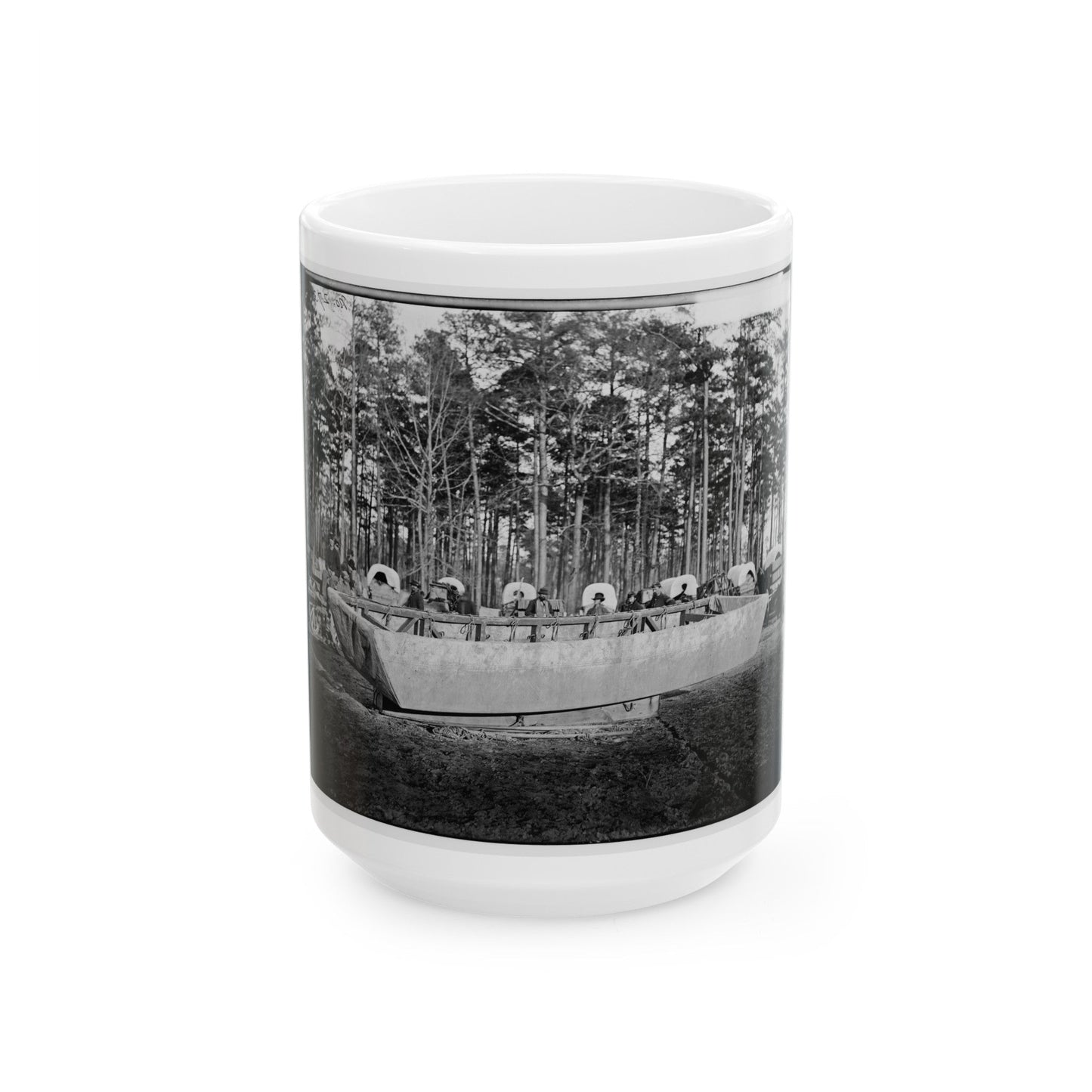 Rappahannock Station, Va. Canvas Pontoon Boat, 50th New York Engineers (U.S. Civil War) White Coffee Mug-15oz-The Sticker Space