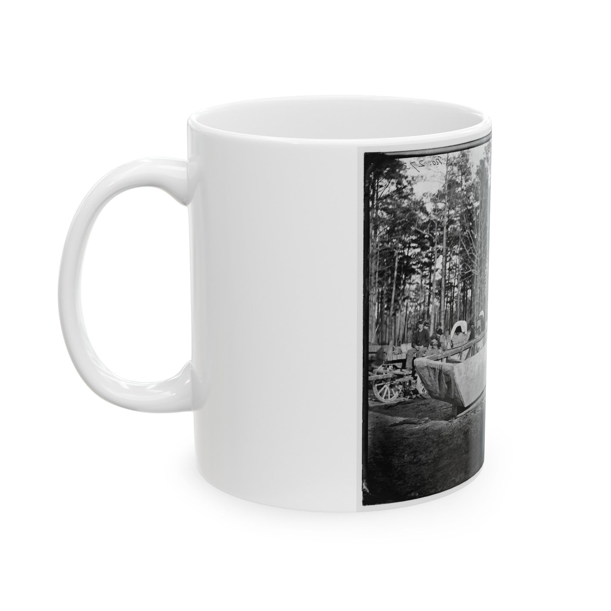 Rappahannock Station, Va. Canvas Pontoon Boat, 50th New York Engineers (U.S. Civil War) White Coffee Mug-The Sticker Space