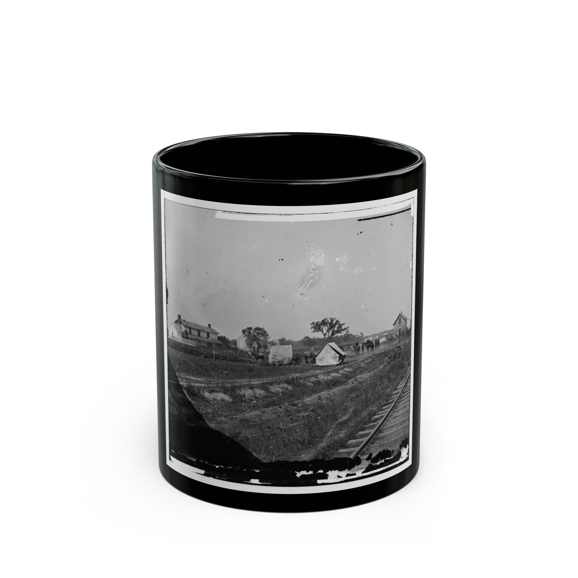 Rappahannock Station, Va. Federal Encampment Near Railroad (U.S. Civil War) Black Coffee Mug-11oz-The Sticker Space